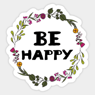 Be Happy - Floral Sticker